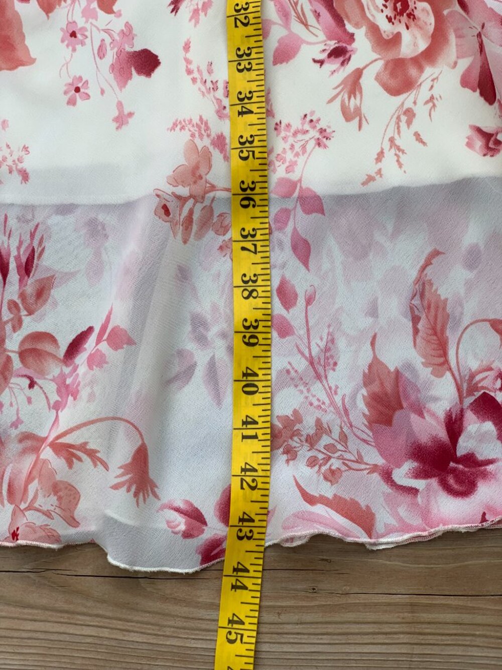 Vintage Slip Dress 11 Cream Pink Floral Sheer Chiffon Midi Sleeveless Romantic - Picture 14 of 14